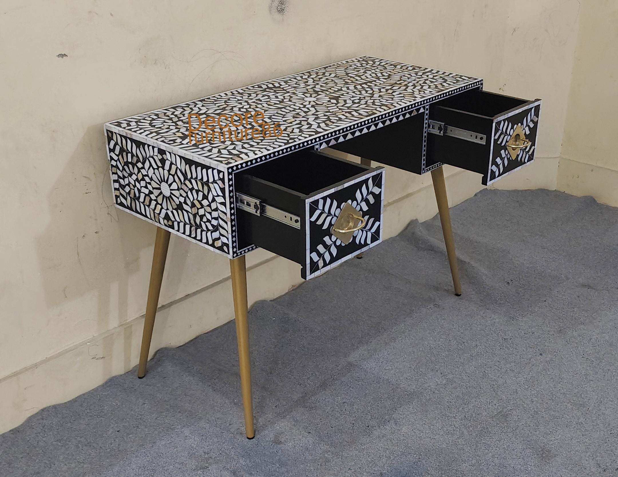 New Handmade mother of pearl inlay 2 Drawer work desk, mop inlay paltop table, optical desk, bone inlay furniture, living room furniture,