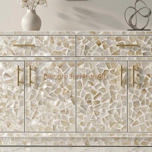 Handmade Mother of Pearl Inlay Sideboard, 2 Drawer 4 Door Buffet Cabinet