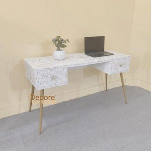 Indian Handmade mother of pearl inlay 2 Drawer work desk, mop inlay paltop table, optical desk, bone inlay furniture, living room furniture,
