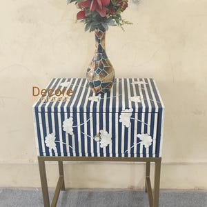 Indian New Handmade bone inlay 1 Drawer Side table, bone inlay and table, bone inlay furniture, bone inlay living room table