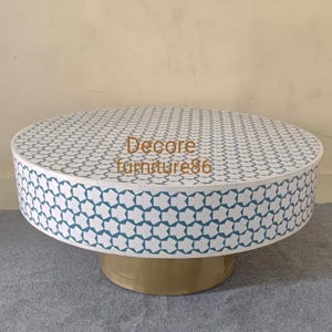 Indian Handmade bone inlay Round coffee table, bone inlay centar table, bone inlay furniture, bone inlay living room console table,