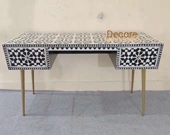 New Handmade bone inlay 2 Drawer work desk table, bone inlay paltop table, optical desk, bone inlay furniture, living room furniture,