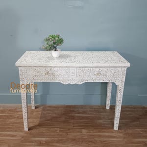 Handmade mother of pearl inlay 2 Drawer console table, mop inlay table, mop inlay furniture, inlay living room table, luxury furniture table