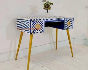 New Handmade bone inlay 2 Drawer work desk table, bone inlay paltop table, optical desk, bone inlay furniture, bone inlay Luxury furniture,