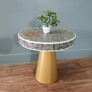 Indian New Handmade bone inlay Side table, bone inlay round and table, bone inlay furniture, bone inlay living room table