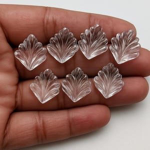 Hand geschnitztes Bergkristall Blatt, 14 mm Edelstein Bead