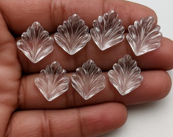 Natural Clear Quartz Leaf Carving 14mm Hand Carved Crystal Quartz Gemstone Leaf Bead Jewelry Making Supply Loose Gemstone Pendant Stone