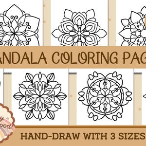 Hand Drawn Mandala Coloring Pages | 20 Printable Designs in 3 Sizes US Letter A4 A5 | Relaxation Mindfulness Art Therapy