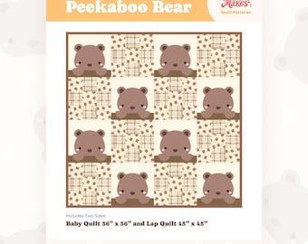 Peekaboo Bear Quilt Pattern PDF | Appliqué and Patchwork Baby & Lap Quilt