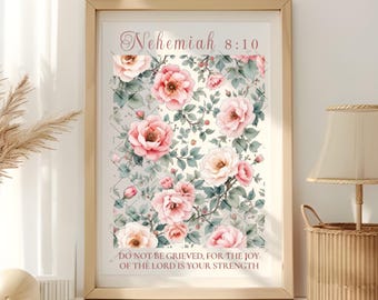 Nehemiah 8:10 PNG, The Lord Is Your Strength, Christian Wall Art (Digital Download)