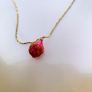 Resin Dragon Fruit Earrings: 18k Gold Plated Tropical Jewelry