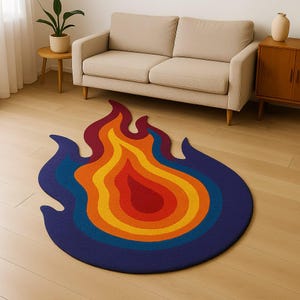 Handmade Flame Shape Tufted Rug – Colorful Fire Design Carpet for Living Room | Bold Custom Art Floor Mat costom Rugs,