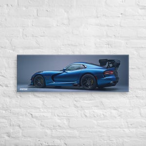 Toile Dodge Viper ACR bleue / Arte murale supercar américaine / Poster déco sportivo moderne