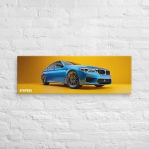 Poster da parete BMW M5 F90 blu / Poster di berlina sportiva moderna / Stampa su tela di auto di lusso