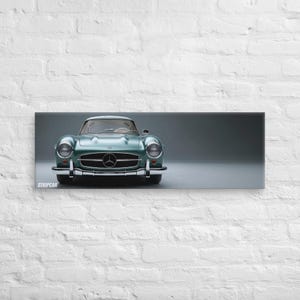 Toile Mercedes 300SL Gullwing verte / Arte murale voiture classique / Poster déco rétro élégante /