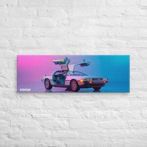 Toile DeLorean DMC-12 / Poster rétro-futurista / Arte murale voiture culte