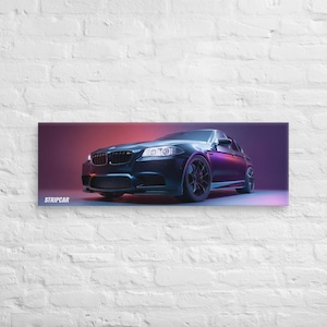 Toile BMW M5 F10 noire / Arte murale voiture de luxe / Poster déco performance