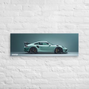 Toile Porsche GT3 RS verte / Arte murale voiture sport / Poster déco moderne