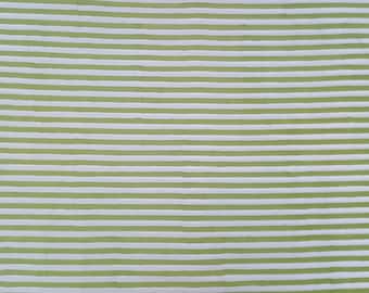 Green Striped Cotton Fabric: Hand Block Printed Indian Cotton