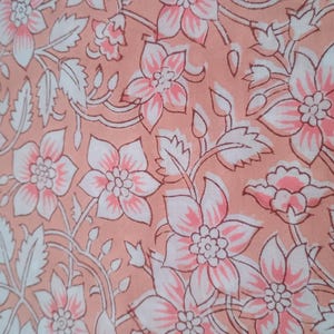 Hand Block Print Cotton Fabric: Lightweight Floral Dressmaking Material