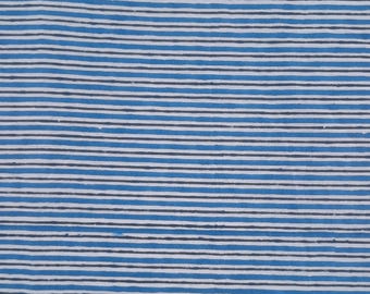 Hand Block Printed Striped Cotton Fabric: Indian Craft, Natural Dye