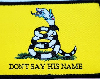 Sandworm Dont Tread On Me Parody Beetlejuice Gadsden Flag Woven iron-on Morale patch Shoulder Applique Jacket Backpack Military Tim Burton