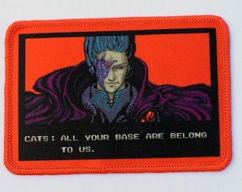 All Your Base Are Belong To Us ZERO WING iron-on patch PC computer video Gamer retro meme cyber nerd