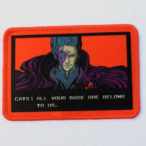 All Your Base Are Belong To Us ZERO WING iron-on patch PC computer video Gamer retro meme cyber nerd