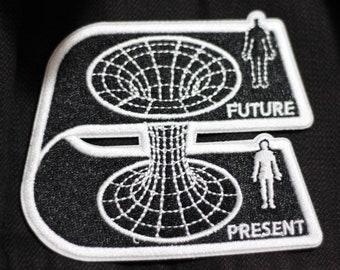 Worm-hole rift time travel scifi embroidered iron-on patch cyberpunk Einstein-Rosen Bridge