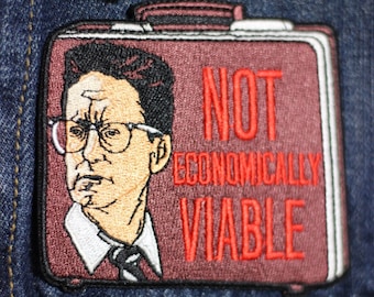NOT ECONOMICALLY VIABLE Falling Down movie embroidered iron-on patch Michael Douglas D-Fens cult film