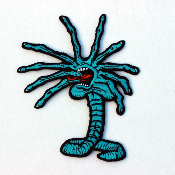 Alien Face Hugger Screaming Hand Satna Cruz parody embroidered iron-on patch cool gift Surf funny thrash skater