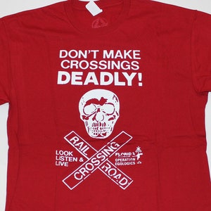 Dont Make Crossings Deadly!  EGOLOGICS Red FEC Hopper Freight Train Graffiti T-shirt Florida