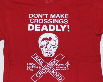 Dont Make Crossings Deadly!  EGOLOGICS Red FEC Hopper Freight Train Graffiti T-shirt vintage Florida