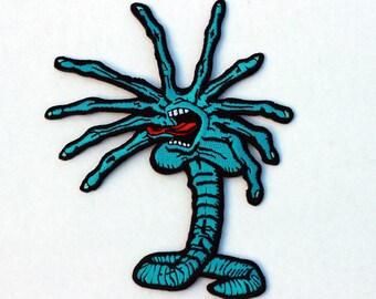 Alien Face Hugger Screaming Hand Satna Cruz parody embroidered iron-on patch cool gift Surf funny thrash skater