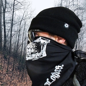 Jednolita czapka beanie z dzianiny i maska CZASZKI | wysoka jakość | supermiękka | gruba | unisex | Czapka zimowa