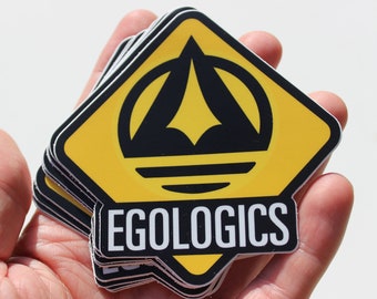 EGOLOGICS Caution sign 3 Inch permanent Vinyl lamenated die cut Sticker Labels hard hat