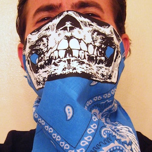 Teal Aqua Dolphins Turquoise Paisley Blue Skull Bandana Face warmer Mask snow boarding ski image 1