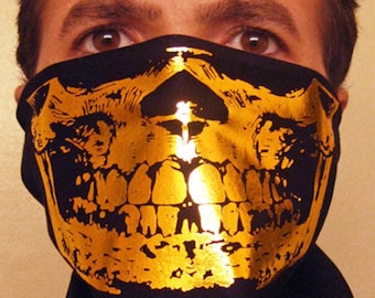 The Original og EGOLOGICS GANGSTER GOLD skull black bandana bandit mask scarf gaiter wrap half face neck warmer dust shield Saints grill