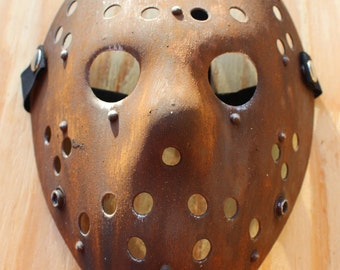 Custom painted RUST rivet Jason Voorhees mask Friday the 13th