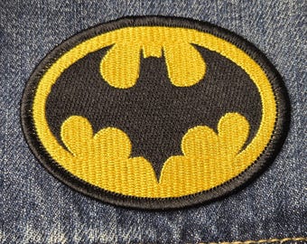 REAL Batman Logo Tim Burton Michael Keaton DC comics Iron-On Embroidered badge Patch Applique