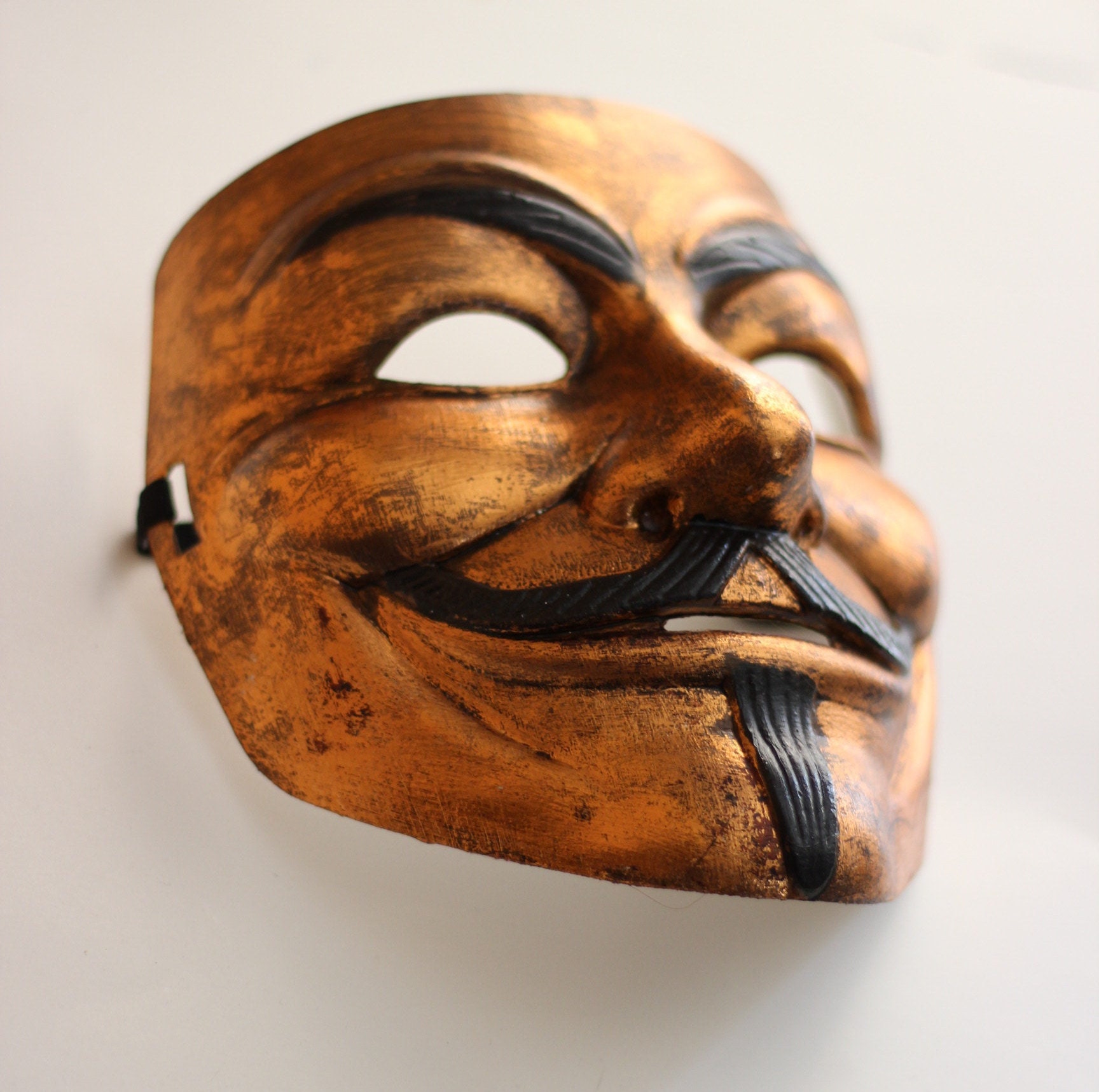 Distressed Copper Metallic Guy Fawkes V for Vendetta Anonymous