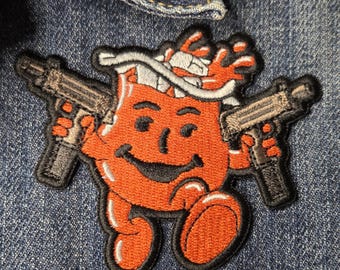 LETS PARTY! Kool-aid parody dual wielding Mac-10 embroidered iron-on patch morale