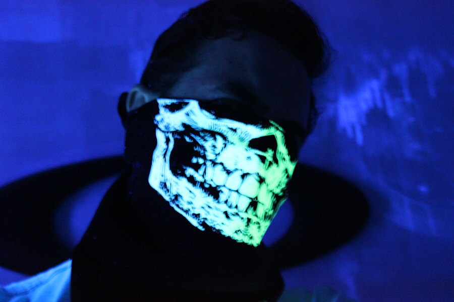 Skull Mask Half Face White Glow in Dark main image 1