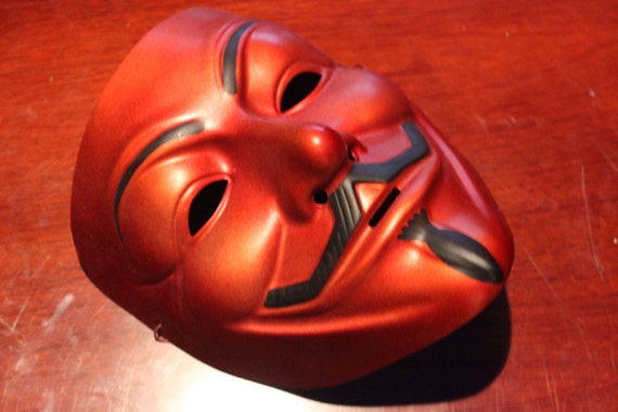 RED CHROME METALLIC Hand Painted Custom Guy Fawkes V for Vendetta
