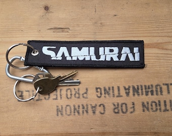 SAMURAI Cyberpunk Embroidered Keychain Moto Jet Key Flight Tag