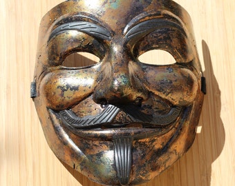 DARK DECAY VERDIGRIS metallic Guy Fawkes metallic V for Vendetta Anonymous Custom hand Painted Mask Occupy Protest Rave gift