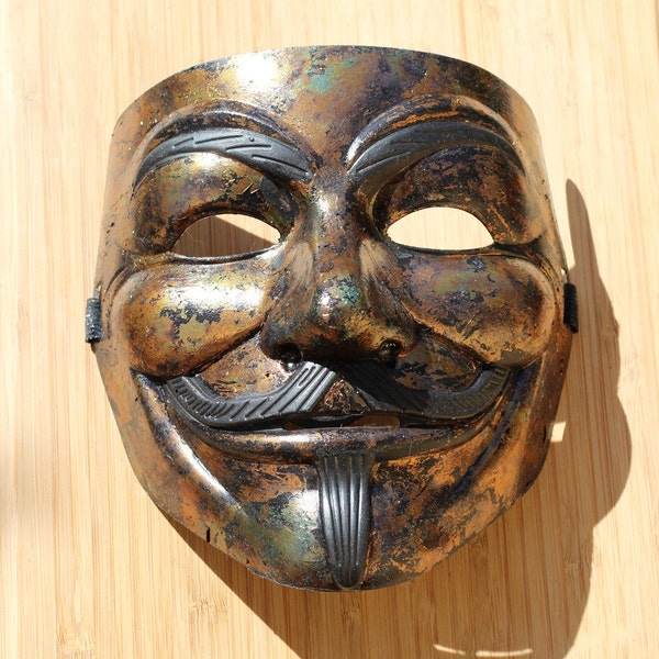 DARK DECAY VERDIGRIS metallic Guy Fawkes metallic V for Vendetta Anonymous Custom hand Painted Mask Occupy Protest Rave gift