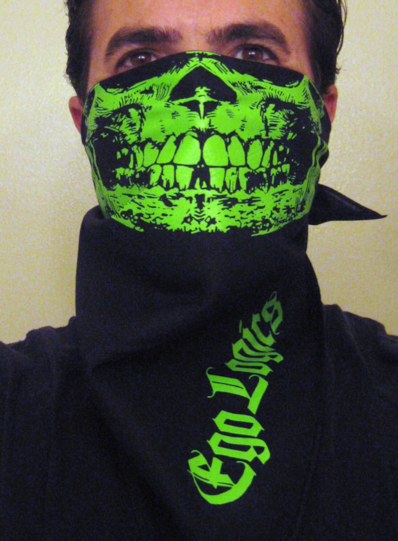 Dayglow Neon Green Black Light Reactive Skull on Black Bandana - Etsy
