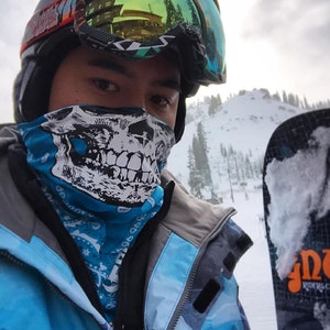 Teal Aqua Dolphins Turquoise Paisley Blue Skull Bandana Face warmer Mask snow boarding ski image 2