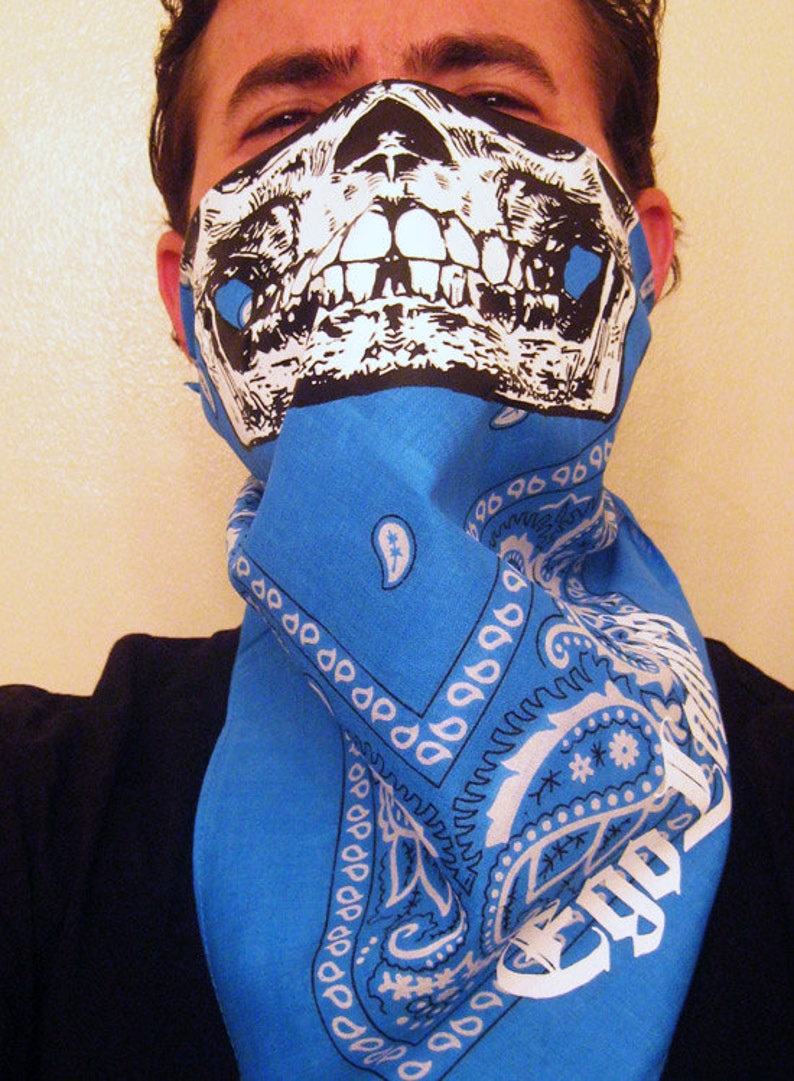 Teal Aqua Dolphins Turquoise Paisley Blue Skull Bandana Face warmer Mask snow boarding ski image 1